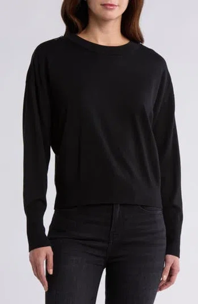 Dkny Zip Trim Sweater In Black