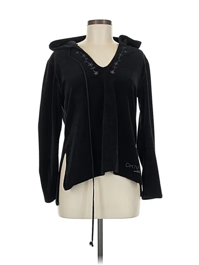 Pre-owned Dkny Zip Up Hoodie In Black