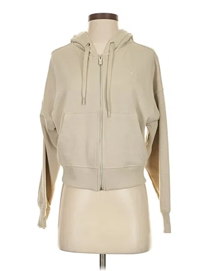 Pre-owned Dkny Zip Up Hoodie In Brown