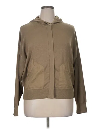 Pre-owned Dkny Zip Up Hoodie In Brown