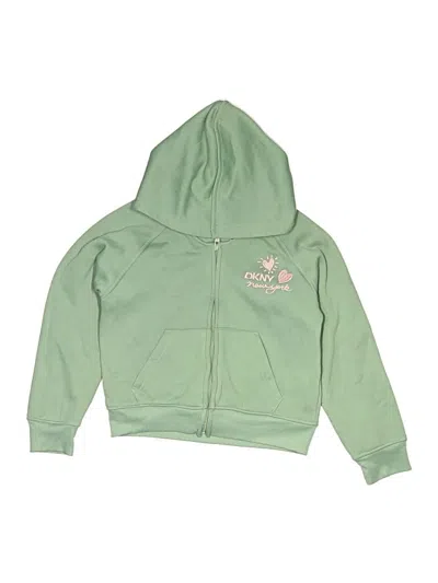 Pre-owned Dkny Kids' Zip Up Hoodie In Green