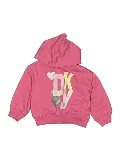 Pre-owned Dkny Kids' Zip Up Hoodie In Pink