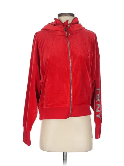 Pre-owned Dkny Zip Up Hoodie In Red