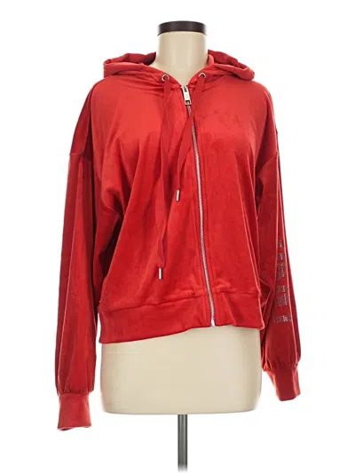 Pre-owned Dkny Zip Up Hoodie In Red