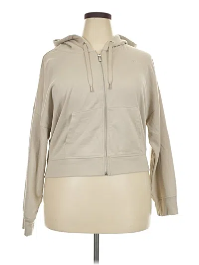 Pre-owned Dkny Zip Up Hoodie In Tan