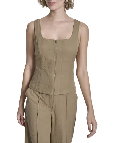 Dkny Zip Vest Top In Brown