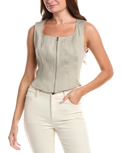 Dkny Zip Vest Top In Neutral