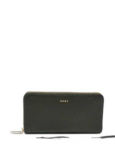 Pre-owned Dkny Zip-around Leather Continental Wallet In Green