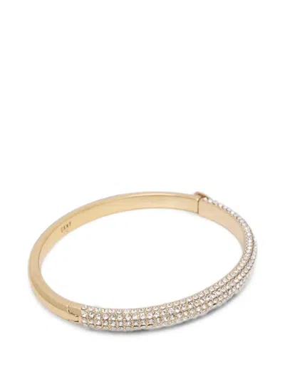 Dkny Zirconia-embellished Hinged Bangle In Gold