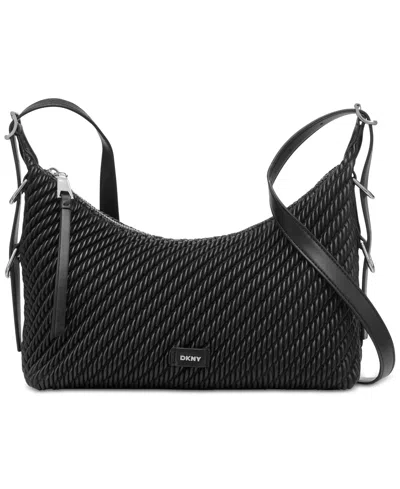 Dkny Zita Small Crossbody In Black,silver