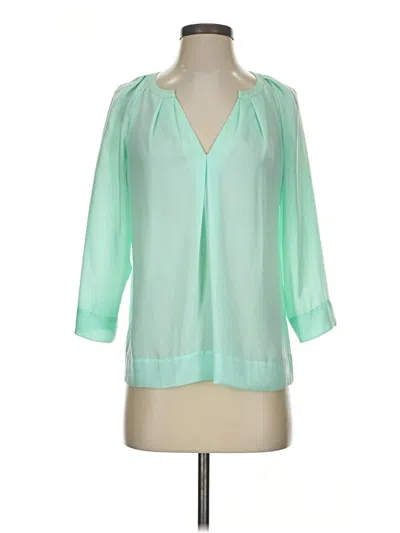 Pre-owned Dknyc 3/4 Sleeve Blouse In Green