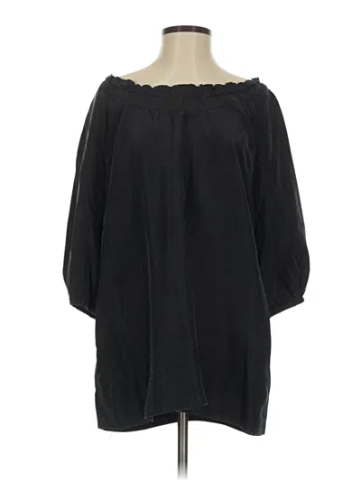 Pre-owned Dknyc 3/4 Sleeve Silk Top Black Off The Shoulder Neckline Tops
