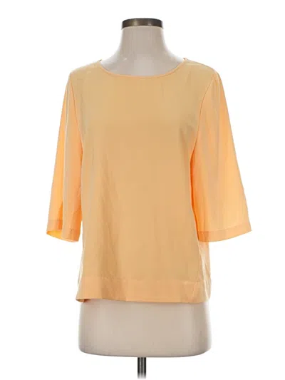 Pre-owned Dknyc 3/4 Sleeve Top Yellow Boatneck Tops
