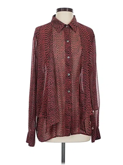 Pre-owned Dknyc Long Sleeve Blouse In Burgundy