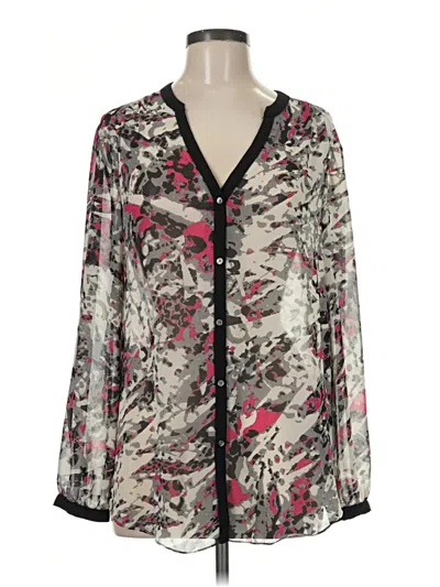 Pre-owned Dknyc Long Sleeve Blouse In Gray