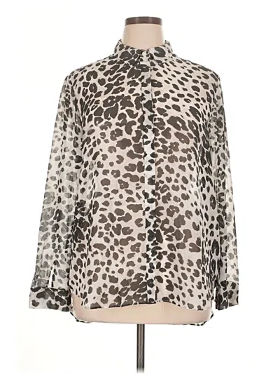 Pre-owned Dknyc Long Sleeve Blouse In Silver
