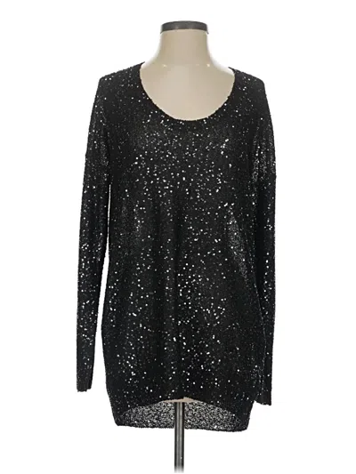 Pre-owned Dknyc Long Sleeve Top Black Scoop Neck Tops