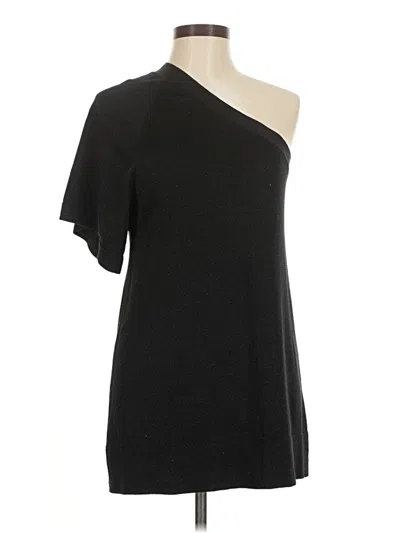Pre-owned Dknyc Short Sleeve Top Black One Shoulder Neckline Tops