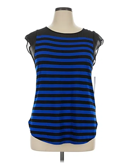 Pre-owned Dknyc Short Sleeve Top Blue Scoop Neck Tops
