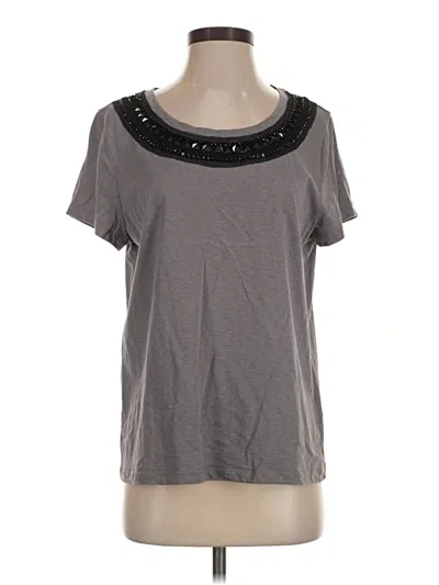 Pre-owned Dknyc Short Sleeve Top Gray Keyhole Neckline Tops