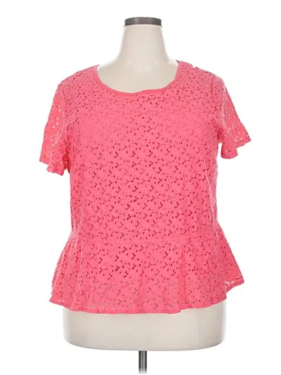 Pre-owned Dknyc Short Sleeve Top Pink Sweetheart Neckline Tops