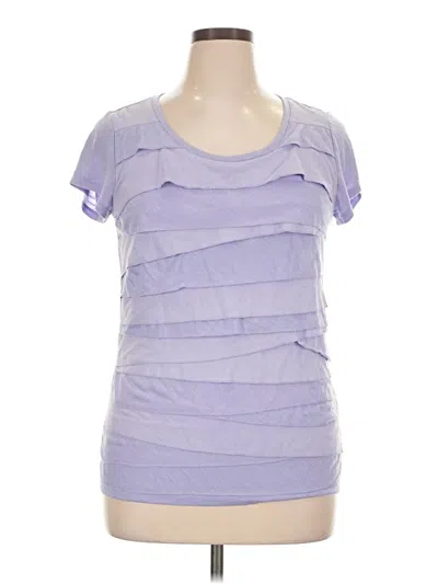 Pre-owned Dknyc Short Sleeve Top Purple Scoop Neck Tops