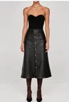 Dl1961 - Women's Alma Button Front Leather Skirt In Obsidian In Black