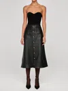 Dl1961 - Women's Alma Button Front Leather Skirt In Obsidian In Black