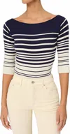 Dl1961 - Women's Boat Neck Top In Marine Stripe In Multi