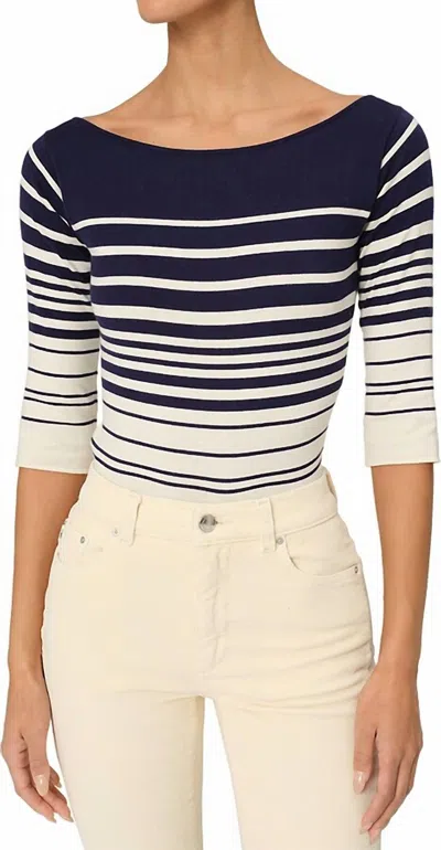 Dl1961 - Women's Boat Neck Top In Marine Stripe In Multi
