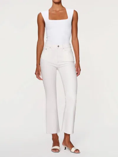 Dl1961 - Women's Bridget Instasculpt Raw Hem Ankle Bootcut Jeans In White