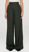 Dl1961 - Women's Denim Hepburn Wide Leg High Rise Pleated Pants In Evergreen In Green