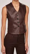 Dl1961 - Women's Denim Tailored Vest In Coated Walnut In Multi