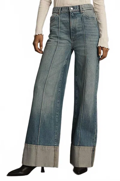 Dl1961 - Women's Hepburn Cuffed Wide Leg Jeans In Springdale Cuffed In Blue