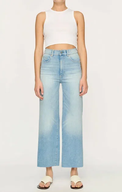 Dl1961 - Women's Hepburn Raw Hem High Waist Ankle Wide Leg Jeans In Island Park In Blue