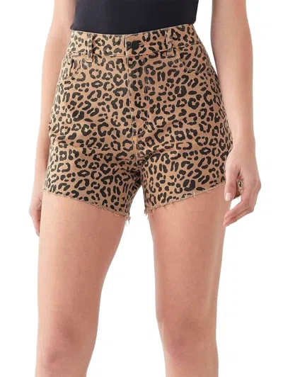 Dl1961 - Women's Hepburn High Rise Wide Leg Shorts In Catwalk In Animal Print