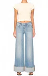 Dl1961 - Women's Hepburn Low Rise Waist Wide Leg Jean In Ravello Cuffed In Blue