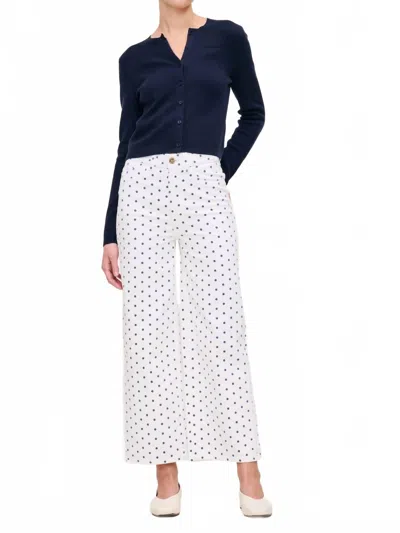 Dl1961 - Women's Hepburn Wide Leg High Rise Ankle Jeans In Marine Dots In White
