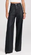 Dl1961 - Women's Hepburn Wide Leg High Rise Coated Jeans In Glazed Blueberry In Black