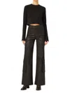 Dl1961 - Women's Hepburn Wide Leg High Rise Jean In Black Coated Cargo In Black
