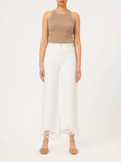 Dl1961 - Women's Hepburn Wide Leg High Rise Vintage Ankle Jeans In White Distressed In Multi
