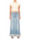 Dl1961 - Women's Hepburn Low Rise Waist Wide Leg Jean In Ravello Cuffed In Blue