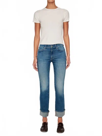 Dl1961 - Women's Mara Straight Mid Rise Cuff Jean In Hulton In Blue