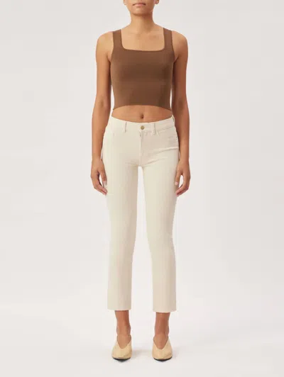 Dl1961 - Women's Mara Straight: Mid Rise Instasculpt Ankle In Parchment In Multi