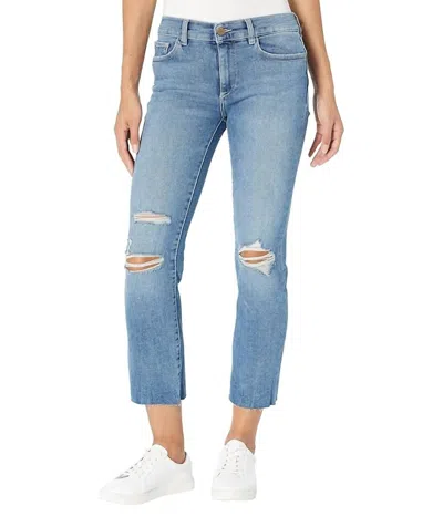 Dl1961 - Women's Mara Straight Mid Rise Instasculpt Ankle Jeans In Light Distressed In Multi