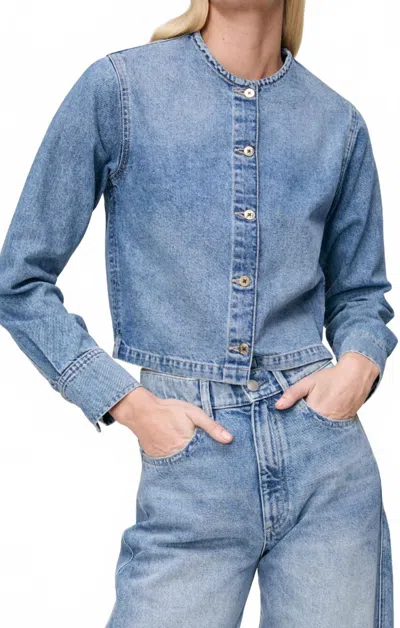 Dl1961 - Women's Montauk Collarless Long Sleeve Shirt In Salt Lake In Blue