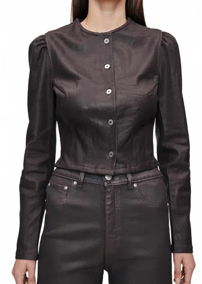 Dl1961 - Women's Sculpted Coated Denim Top In Cocoa In Brown