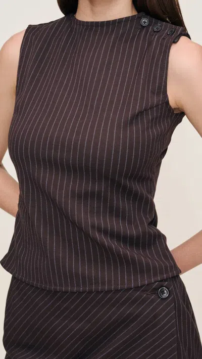 Dl1961 - Women's Tailored Pinstripe Top In Brown/blue