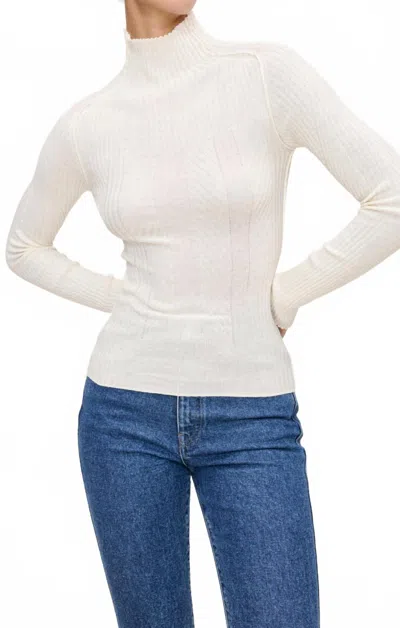 Dl1961 - Women's Turtleneck Sweater Top In Ivory In Multi