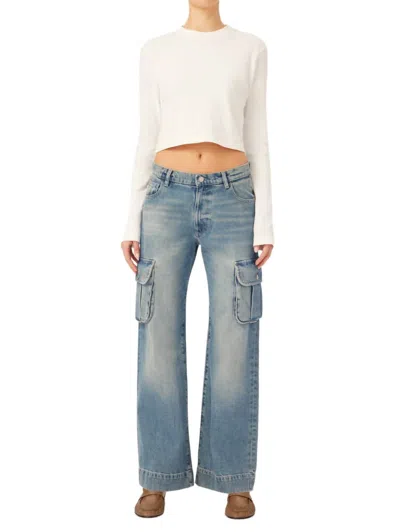 Dl1961 - Women's Zoie Wide Leg Low Rise Relaxed Vintage Jean In Aged Mid Cargo In Multi